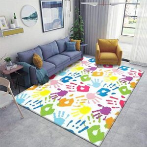 home area runner rug pad kid’s and mother’s handprint, seamless pattern thickened non slip mats doormat entry rug floor carpet for living room indoor outdoor throw rugs