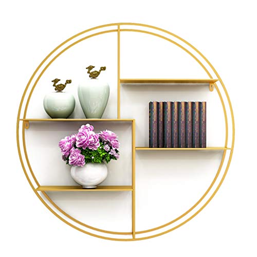 Wall-Mounted Floating Shelf, Living Room Antique Wrought Iron Multi-Layer Bookshelf Bedroom Decorative Wall Frame Flower Stand - Gold Wall Decor