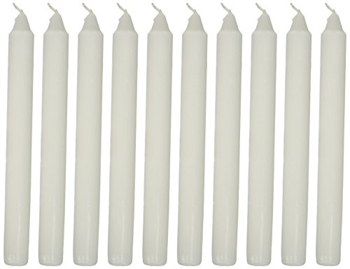 7 Inch Tall White Tapered Candles Burns 6 Hours - Set of 10