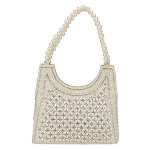 indian style pearl tote bag wrist bag evening clutch wedding purse for women & girls