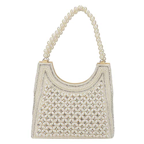 Indian Style Pearl Tote Bag Wrist Bag Evening Clutch Wedding Purse for Women & Girls