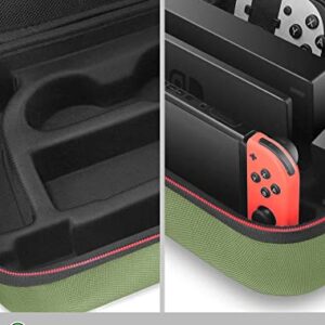 COOWPS Carrying Storage Case for Nintendo Switch/Switch OLED Model, Portable Full Protection Hard Shell Soft Lining Travel Bag for Switch Console Pro Controller Accessories Green