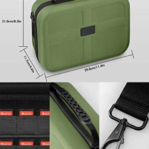 COOWPS Carrying Storage Case for Nintendo Switch/Switch OLED Model, Portable Full Protection Hard Shell Soft Lining Travel Bag for Switch Console Pro Controller Accessories Green