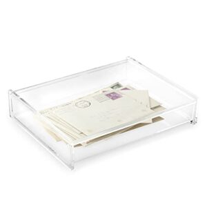 huang acrylic clear acrylic catch all box with hinge lid | 7.25″x9″ large multipurpose storage box for keepsakes, jewelry, trinkets