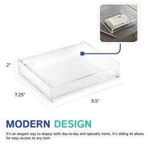 Huang Acrylic Clear Acrylic Catch All Box with Hinge Lid | 7.25"x9" Large Multipurpose Storage Box for Keepsakes, Jewelry, Trinkets