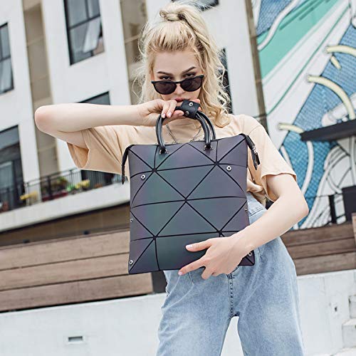 Geometric Purse for Women Magical Changeable Square Purse Large Holographic Luminous Purse Crossbody Halloween Bag Gifts for Kids Unique