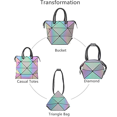 Geometric Purse for Women Magical Changeable Square Purse Large Holographic Luminous Purse Crossbody Halloween Bag Gifts for Kids Unique