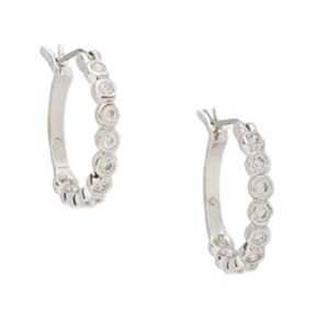 kate spade women’s full circle silver tone hoop crystals earrings