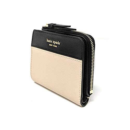 Kate Spade New York Cameron L-Zip Bifold Wallet Warm Beige Black, Small