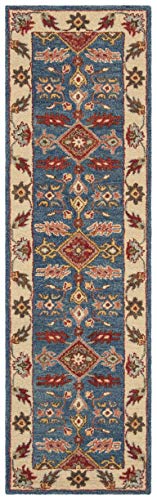 SAFAVIEH Antiquity Collection 2'3" x 8' Blue / Red AT506M Handmade Traditional Oriental Premium Wool Runner Rug