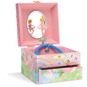 Jewelkeeper Musical Jewelry Box with Spinning Ballerina, Rainbow and Gold Foil Design, Swan Lake Tune