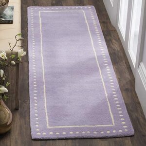 SAFAVIEH Bella Collection 2'3" x 7' Navy Blue/Ivory BEL151G Handmade Dotted Border Premium Wool Runner Rug