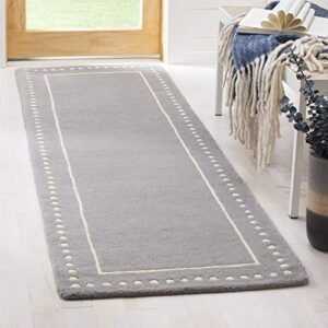 SAFAVIEH Bella Collection 2'3" x 7' Navy Blue/Ivory BEL151G Handmade Dotted Border Premium Wool Runner Rug