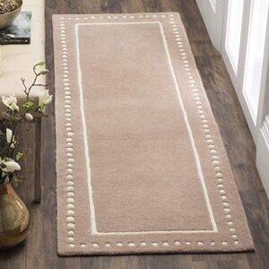 SAFAVIEH Bella Collection 2'3" x 7' Navy Blue/Ivory BEL151G Handmade Dotted Border Premium Wool Runner Rug