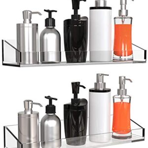 Vdomus Acrylic Bathroom Shelves, Wall Mounted No Drilling Thick Clear Storage & Display Shelving, 2 Pack