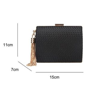 Fawziya Clutches Mini Tassel Weave Evening Clutches For Women Dress Handbags-Black