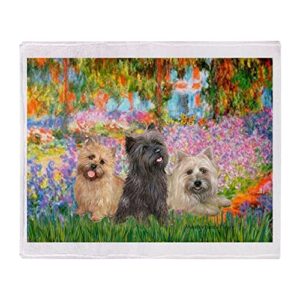 cafepress garden/3 cairn terriers throw blanket super soft fleece plush throw blanket, 60″x50″