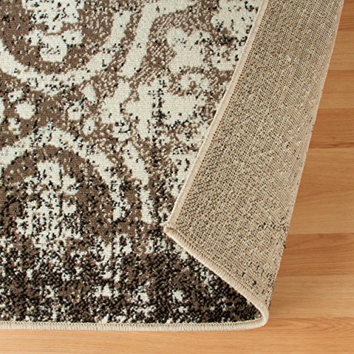 SUPERIOR Bristol Collection Patchwork Rug, Beige/Brown, 8' x 10'