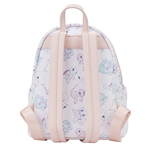 Loungefly Pastel Pink Pokemon Starters Pikachu Squirtle Fashion Backpack Purse