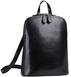 heshe leather backpack designer purse for women fashion travel college shoulder bag (black-r)