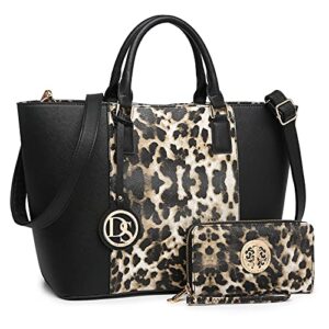 large tote bags vegan leather purses and handbags for women top handle ladies shoulder bags satchel hobo 2pcs set leopard