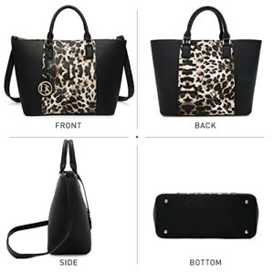 Large Tote Bags Vegan Leather Purses and Handbags for Women Top Handle Ladies Shoulder Bags Satchel Hobo 2pcs Set Leopard