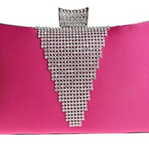 Snowskite Women's Luxury Crystals Beaded Wedding Evening Formal Cocktail Clutch Purse Bag Fuchsia