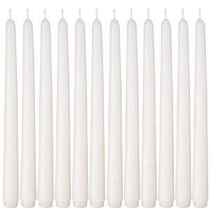 laskey dripless taper candles 10 inch tall wedding dinner candle set of 12 (ivory)