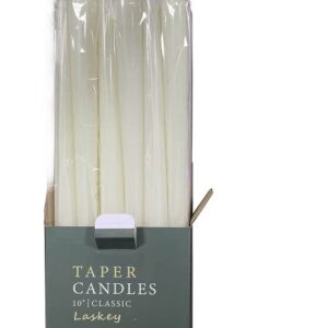 Laskey Dripless Taper Candles 10 Inch Tall Wedding Dinner Candle Set of 12 (Ivory)