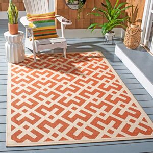 safavieh courtyard collection 9′ x 12′ terracotta / bone cy6915 indoor/ outdoor waterproof easy-cleaning patio backyard mudroom area-rug