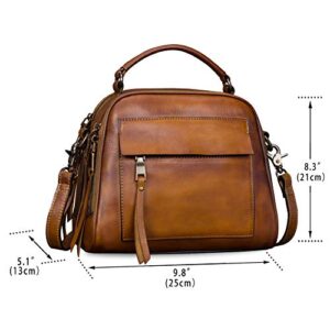 Genuine Leather Crossbody Bags for Women Handmade Vintage Hobo Handbag Clutch Satchel Purses (Brown)