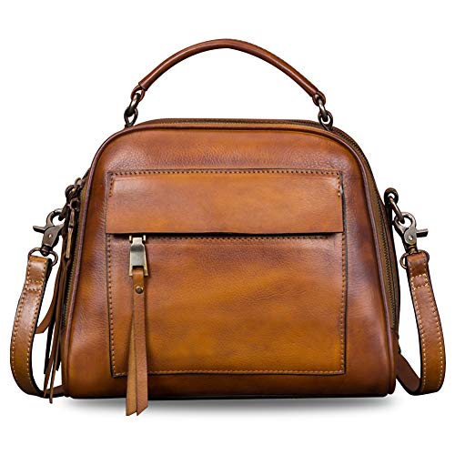 Genuine Leather Crossbody Bags for Women Handmade Vintage Hobo Handbag Clutch Satchel Purses (Brown)