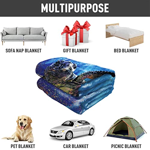 60x80 Blanket Comfort Warmth Soft Plush Throw for Couch Sea Turtle Fine Decorative Animal