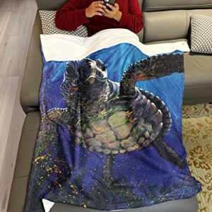 60x80 Blanket Comfort Warmth Soft Plush Throw for Couch Sea Turtle Fine Decorative Animal