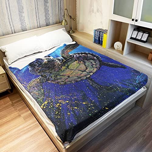 60x80 Blanket Comfort Warmth Soft Plush Throw for Couch Sea Turtle Fine Decorative Animal