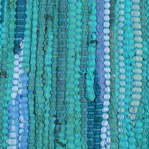 100% Cotton Rag Rug 2x3' - Multicolor Chindi Rug - Hand Woven & Reversible for Living Room Kitchen Entryway Rug - Teal,Kitchen Rugs, Farmhouse Rugs, Rugs for Living & Bedroom,Woven Rugs