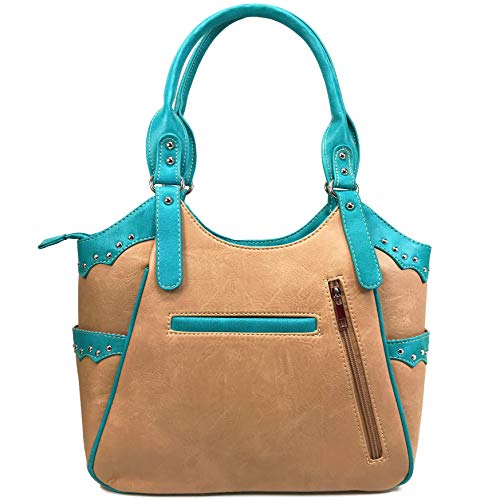 Zelris Western Mustang Horse Turquoise Embroidery Conceal Carry Women Tote Purse (Tan)