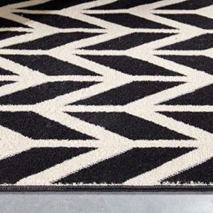 Well Woven Chevron Black 7'10" x 9'10" Area Rug Carpet