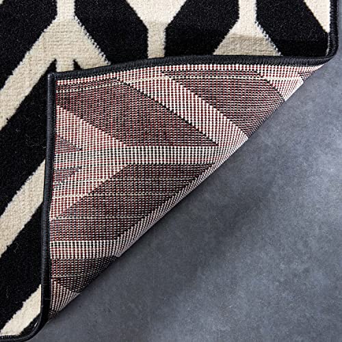 Well Woven Chevron Black 7'10" x 9'10" Area Rug Carpet