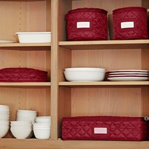 Covermates Keepsakes - Adjustable Glassware Storage - Padded Protection - ID Window - Stain Resistant - Machine Washable - China Storage-Red