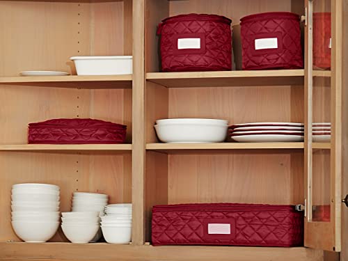 Covermates Keepsakes - Adjustable Glassware Storage - Padded Protection - ID Window - Stain Resistant - Machine Washable - China Storage-Red