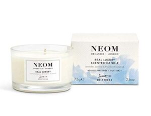 neom- real luxury scented candle, travel size | lavender & rosewood | essential oil aromatherapy candle | scent to de-stress