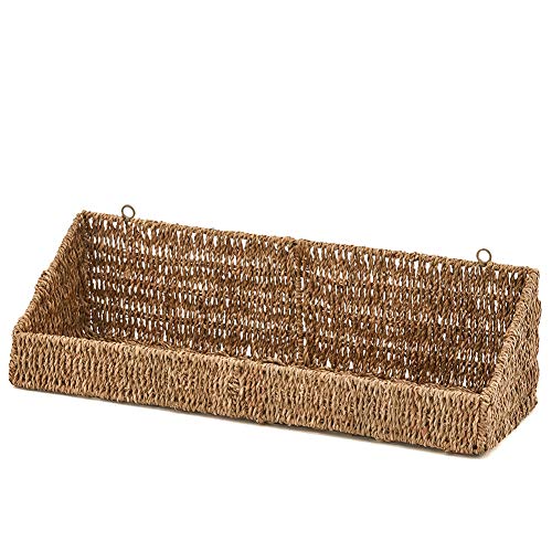 EZOWare Set of 3 Natural Seagrass Baskets with Hanging Tray, Wall Mountable Storage Wicker Container Bins Set with Removal linens