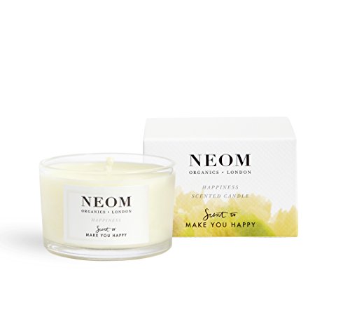 NEOM- Happiness Scented Candle, Travel Size | Essential Oil Aromatherapy Candle | Neroli, Mimosa & Lemon | Scent to Make You Happy