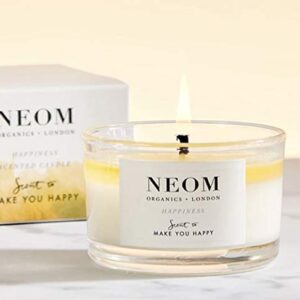 NEOM- Happiness Scented Candle, Travel Size | Essential Oil Aromatherapy Candle | Neroli, Mimosa & Lemon | Scent to Make You Happy