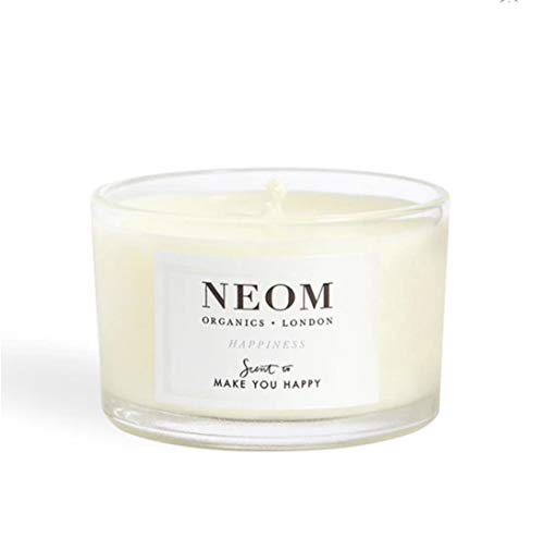 NEOM- Happiness Scented Candle, Travel Size | Essential Oil Aromatherapy Candle | Neroli, Mimosa & Lemon | Scent to Make You Happy