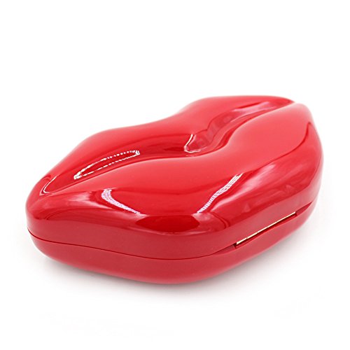 Women Acrylic Lips-shaped Evening Bags Purses Clutch Vintage Banquet Handbag (Red) Medium