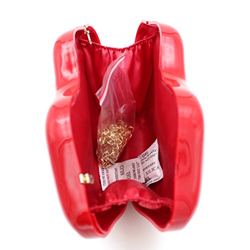 Women Acrylic Lips-shaped Evening Bags Purses Clutch Vintage Banquet Handbag (Red) Medium