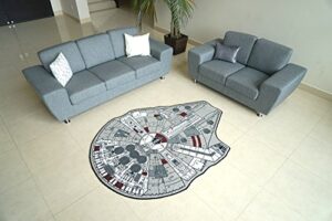 star wars han solo’s millennium falcon large area rug decor | indoor floor rug mat | rugs for living room, bedroom, kids room, playroom | 79 x 104 inches