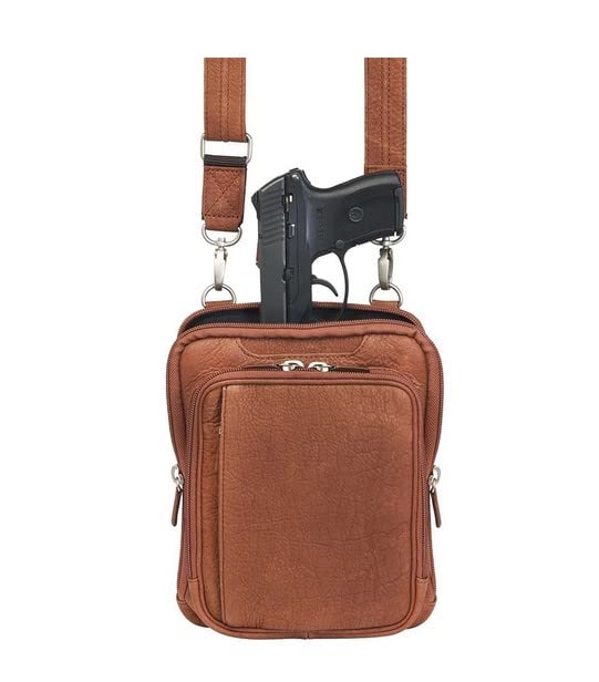 Gun Toten Mamas U.S. Bison Leather Raven Cross Body Bag, Rust, One Size